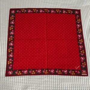 Kenzo Red Floral Border Square Vintage Scarf